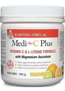 Gifford Jones Medi C Plus Powder with <b>Magnesium</b> Citrus 300 Grams.<br>For Heart Health, Bone Health and Collagen</br>
