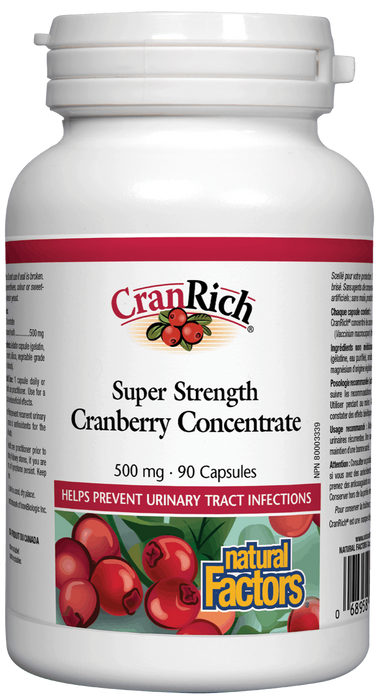 Natural Factors Cranberry Concentrate Super Strength 90 capsules. For Preventing and treating Urinary Tract Infections (UTI)