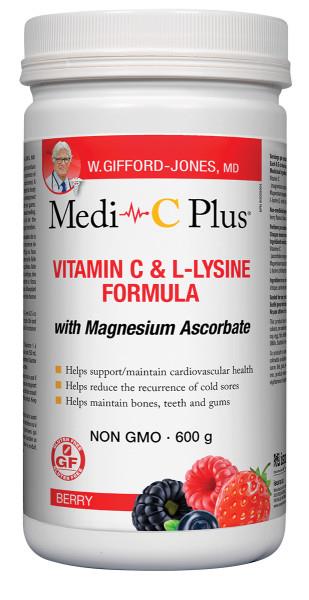 Gifford Jones Medi C Plus Powder with <b>Magnesium</b> Berry 600 Grams. <br>For Heart Health, Bone Health and Collagen</br>