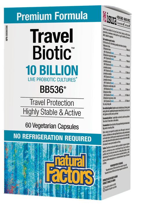 Natural Factors Travel Biotic 10 billion 60 capsules. Probiotic for Travellers
