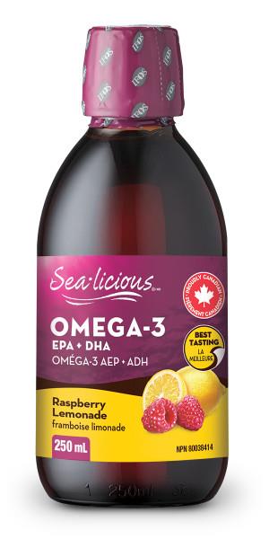 Sealicious Omega 3 Raspberry Lemonade 250ml.Contains EPA 750MG, DHA 500MG. Isura tested so it's Guaranteed Contaminant-Free