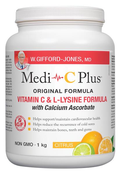 Gifford Jones Medi C Plus Powder with <b>Calcium</b> Citrus 1kg. <br>For Heart Health, Bone Health and Collagen</br>