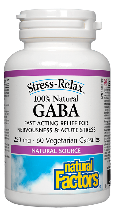 Natural Factors GABA 250 mg 60 Caps. Gaba for Stress and Anxiety