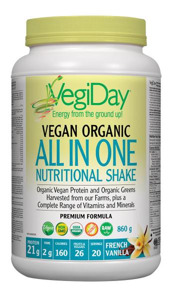 VegiDay All in One Vanilla Shake 860g. Organic Vegan All in One Shake.