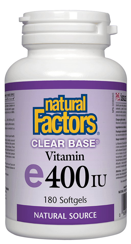 Natural Factors Vitamin E 400iu Clear Base 180 capsules