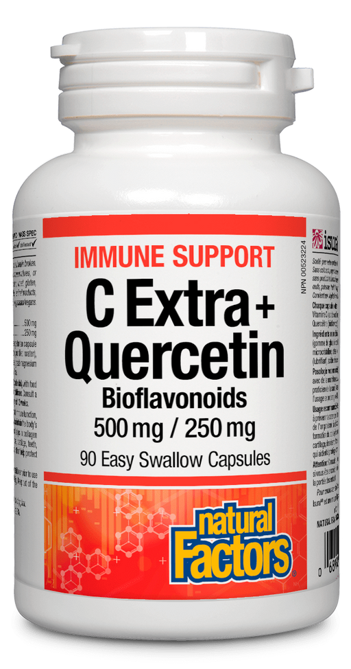 Natural Factors Vitamin C + Quercetin 90 Capsules. Strengthens your Immune System and alleviates Allergy Symptoms.