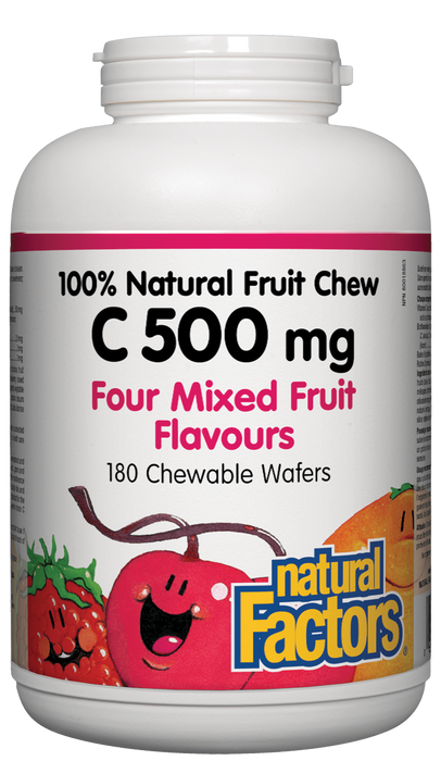 Natural Factors Vitamin C Chewable Four Mixed Fruit Flavors 500mg 180 tablets