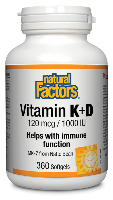 Natural Factors Vitamin K & D 120 mcg & 1000 IU 360 softgels