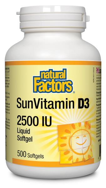 Natural Factors Vitamin D3 2500IU 500 Softgels