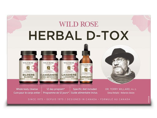 Wild Rose Herbal Detox Kit. 12 Day Full Body Cleanse with Meal Plan.