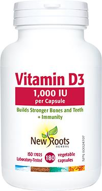 New Roots Vitamin D3 1,000 IU 180 Capsules | YourGoodHealth