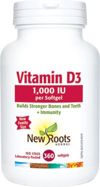 New Roots Vitamin D3 1,000 IU 360 Softgels | YourGoodHealth