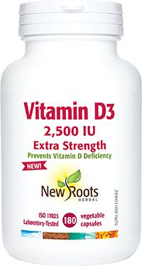 New Roots Vitamin D3 2,500 IU Extra Strength 180 Capsules | YourGoodHealth