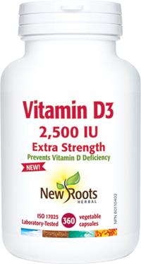 New Roots Vitamin D3 2,500 IU Extra Strength 360 Capsules | YourGoodHealth