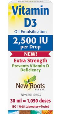 New Roots Vitamin D3 Oil Emulsification 2,500 IU 30 ml | YourGoodHealth