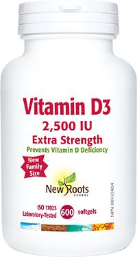 New Roots Vitamin D3 2,500 IU Extra Strength 600 Softgels | YourGoodHealth
