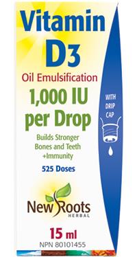 New Roots Vitamin D3 Oil Emulsification · 1,000 IU 15 ml | YourGoodHealth
