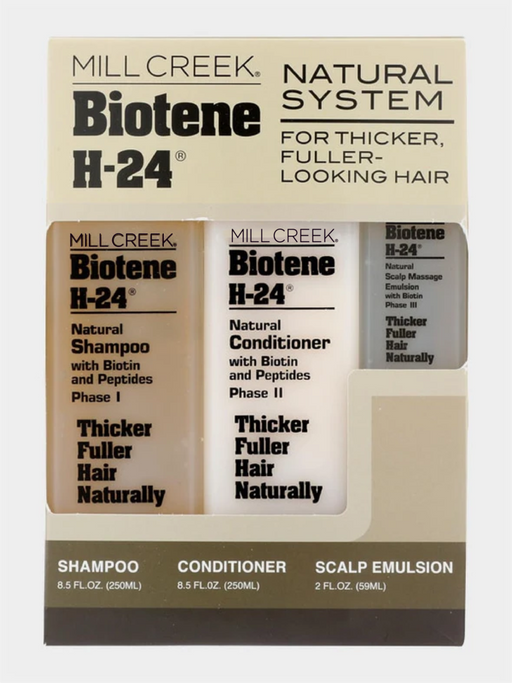 Mill Creek Biotene H24 Trio Pak - Shampoo, Conditioner and Emulsion. For Stronger, Thicker Hair