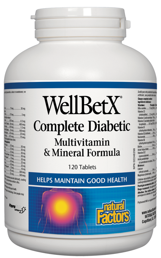 Natural Factors WellBetX Complete Diabetic Multivitamin & Mineral Formula. A Multivitamin for Diabetics