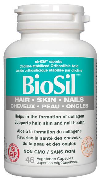 BioSil 46 capsules. Biosil helps to generate Collagen for Stronger Thicker Hair and Nails and Fewer Lines and Wrinkles.