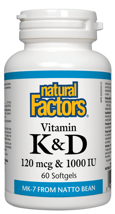 Natural Factors Vitamin K & D 120 mcg & 1000 IU  60 softgels