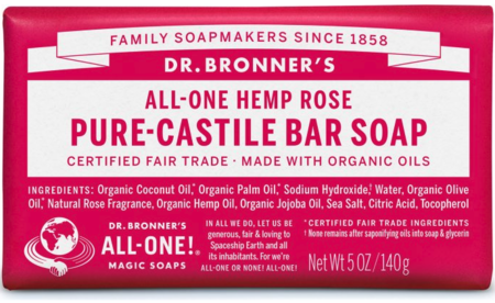 Dr Bronner Castille Soap Bar Rose