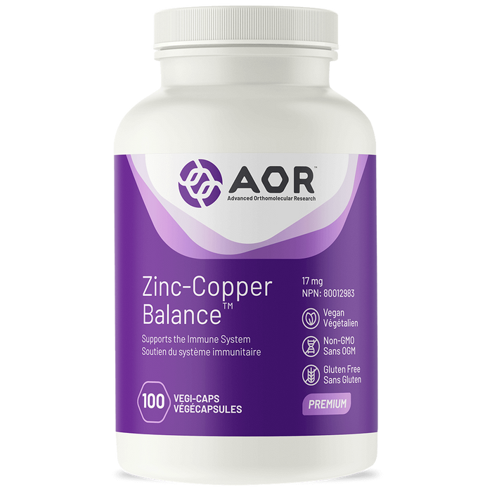 AOR Zinc Copper 100 capsules. For Skin, Prostate & Immunity
