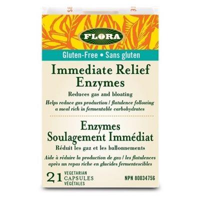 Flora Immediate Relief Enzyme 21 vegi caps. For Heartburn,Gas and Bloating
