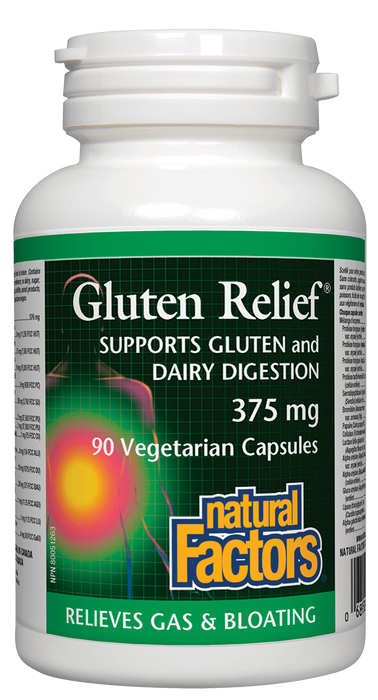 Natural Factors Gluten Relief 90 capsules. Helps with Digesting Gluten and Dairy