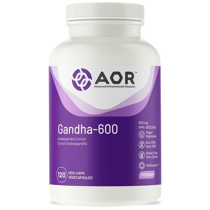 AOR Gandha 600 120capsules. Ashwagandha extract. For Stress & Energy