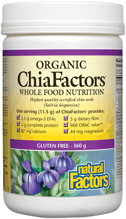 Natural Factors Organic ChiaFactors 360Grams. Rich in Fibre, Omega 3 & 6, Protein and more